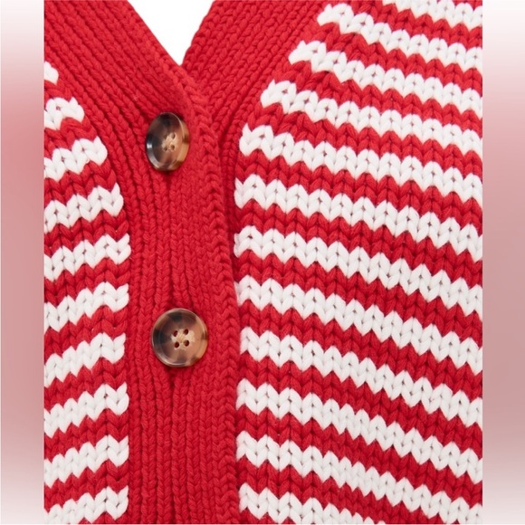 La Ligne Mini Marina Cropped Cardigan. Red Fine Stripe. L. NWT - Picture 4 of 6